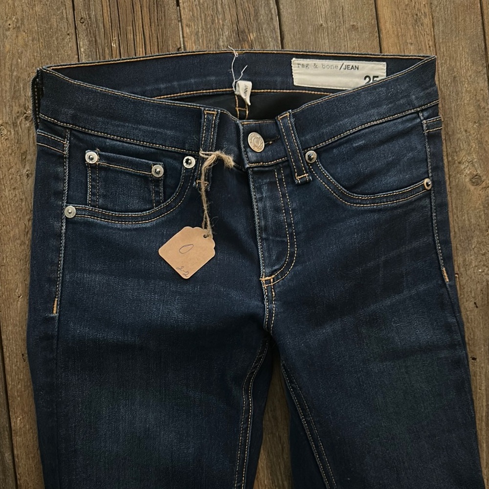 Rag & Bone Blue Skinny Jeans with Faded Indigo Wash